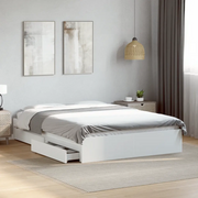 Giroletto con Cassetti-Struttura Letto con contenitore Bianco 135x190 cm in Legno Multistrato 979688