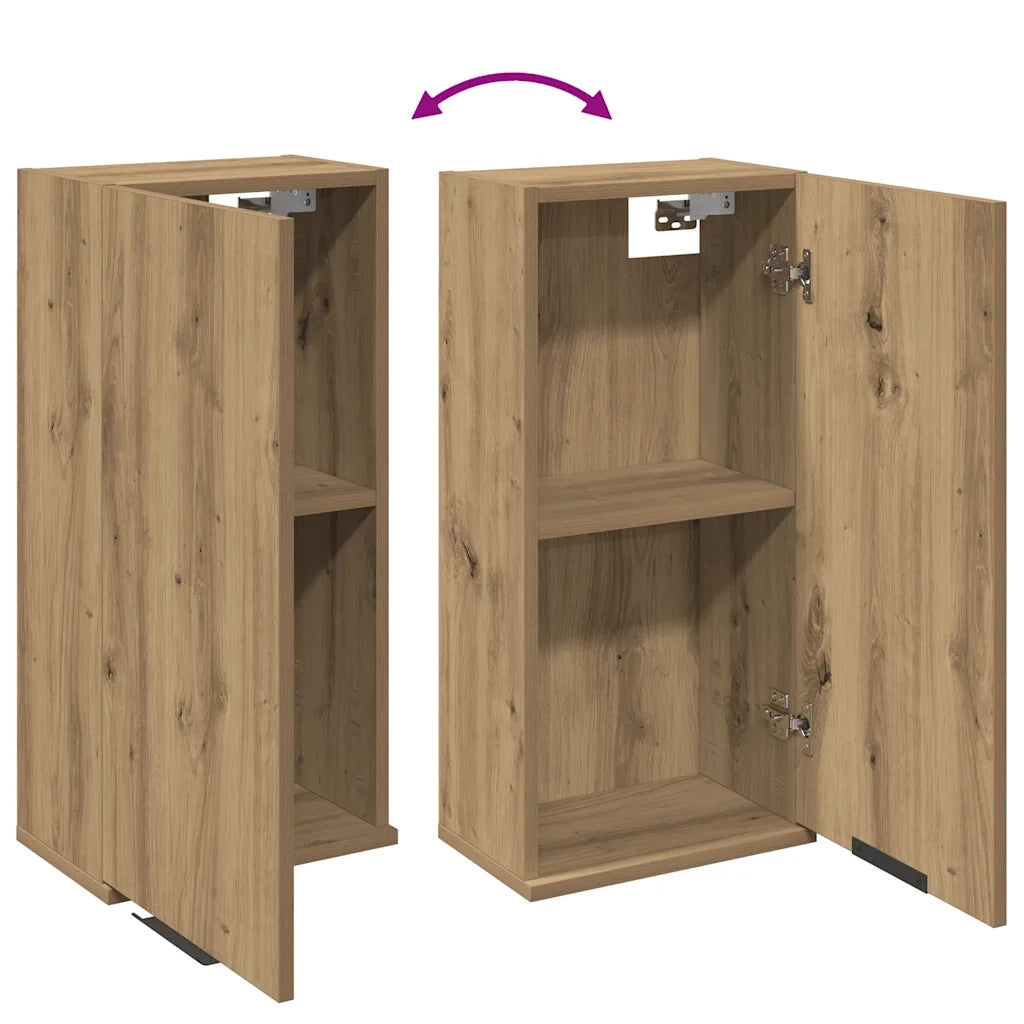 Mobile da Bagno a Parete Rovere Artigianale 32x20x67 cm 856938