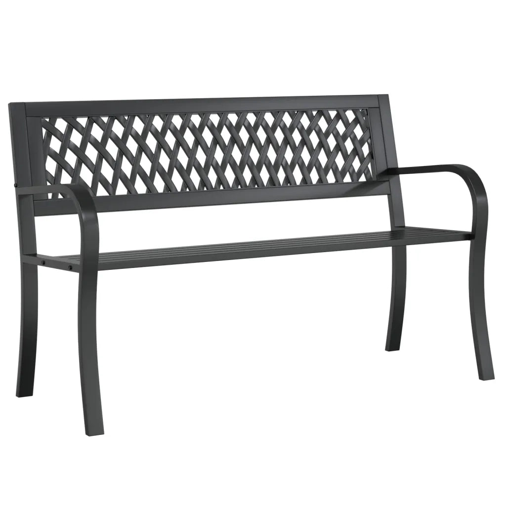 Panchina da Giardino | Panca da Giardino Nera 120 cm Acciaio