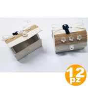 Trade Shop - Set 12 Bomboniera Bomboniere Scatolina Baule Sposo Sposa Porta Confetti Wedding -