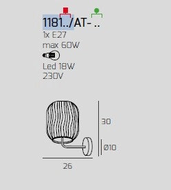 APPLIQUE CROMO 1 LUCE VETRO BIANCO FOG 1181CR-AT-BF