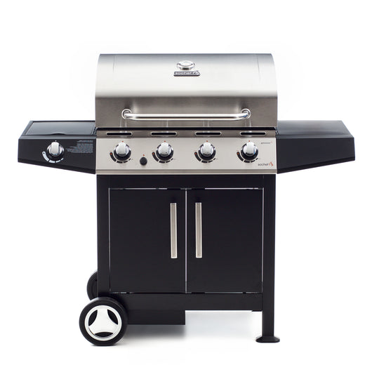 Barbecue a Gas GPL Pietra Lavica 4 Fuochi 14kW con Fornello Laterale Sochef Golosone 4