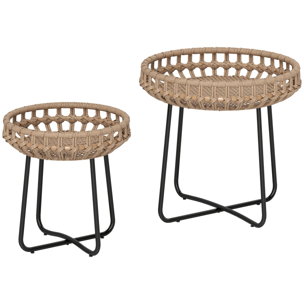 Tavolino da giardino rotondo in polirattan ¨C zephmum ¨C 60x60x41 cm marrone