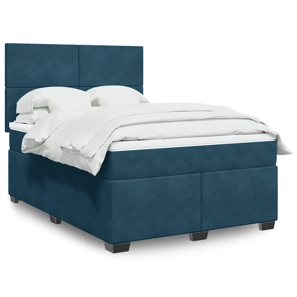 Giroletto a Molle con Materasso Blu 140x200 cm in Velluto 3290928