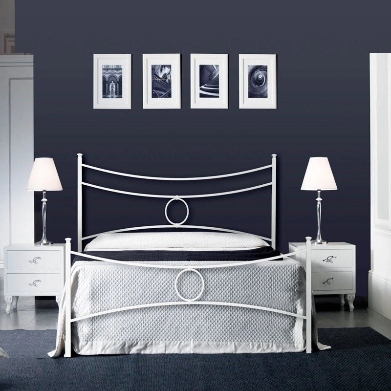 Letto in ferro una piazza e mezza con pediera Bianco CONCA 126x208x h117 cm