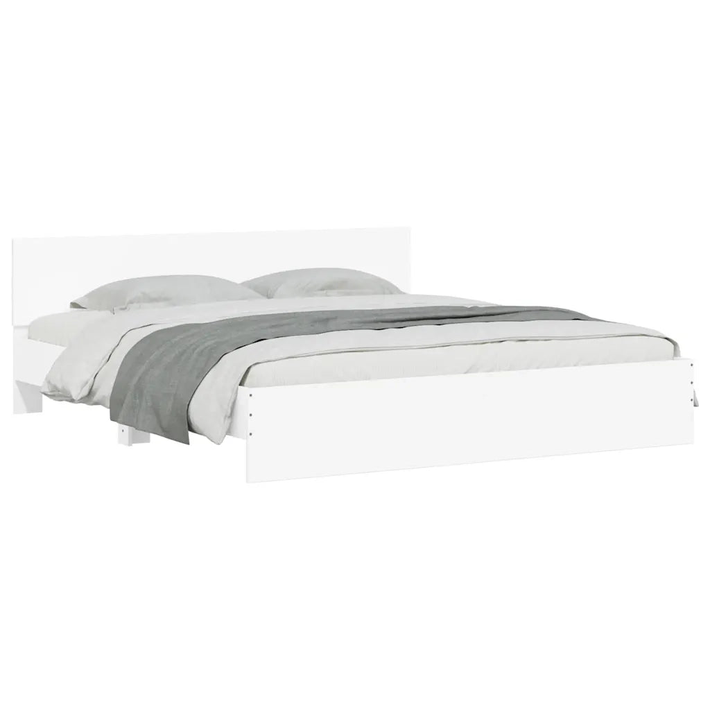 Letto matrimoniale | Letto per adulti | Giroletto con Testiera Bianco 160x200 cm