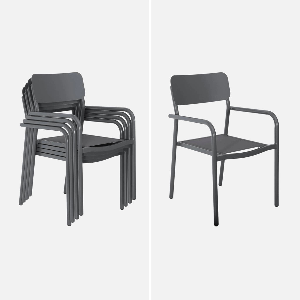 Set tavolo da giardino allungabile in alluminio e textilene con 8
