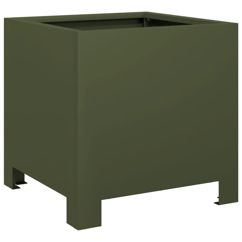 Fioriera da Giardino Verde Oliva 30x30x30 cm in Acciaio 851191