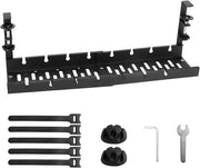Sistema di gestione delle cavi per scrivania riutilizzabile 305 - 545 cm - nero - cassetta per cavi - organizzatore per cavi regolabile - scrivania casa ufficio cucina - senza bisogno di forare