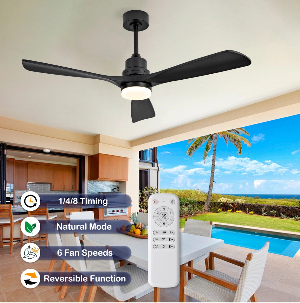 VENTILATORE DA SOFFITTO 132,08 cm con LED Dimmerabile Nero
