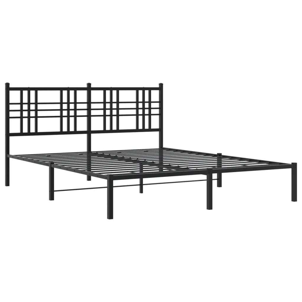 Letto matrimoniale | Letto per adulti | Giroletto con Testiera in Metallo Nero 150x200 cm