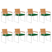 Sedie da Giardino con Cuscini 8 pz in Legno Massello di Acacia cod mxl 76306