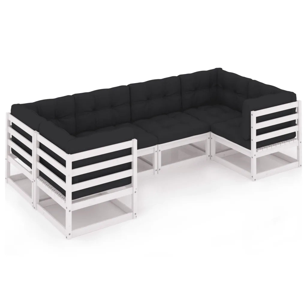Set Salotto da Giardino 6 pz Bianco in Legno Massello di Pino 3077295