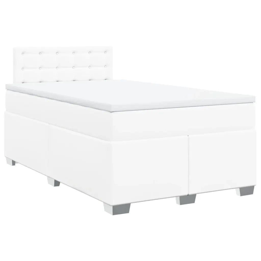 vidaXL Giroletto a Molle con Materasso Bianco 120x200 cm in Similpelle