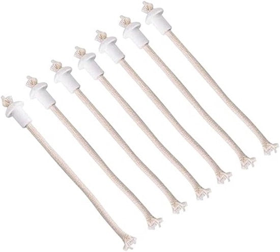 Set di Lampade a Olio da 7 - Supporti per Fiamma in Ceramica - Lampada da Vino - Filo di Cotone - Candelabro Unico - Realizzato in Ceramica
