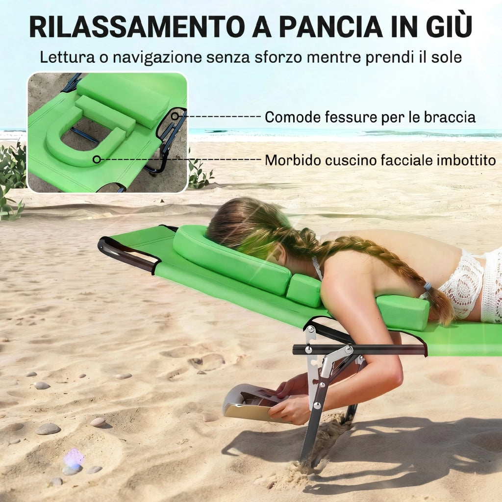 Sdraio Pieghevole con Cuscini ¨C Zephmum ¨C Grigio, Acciaio, Oxford