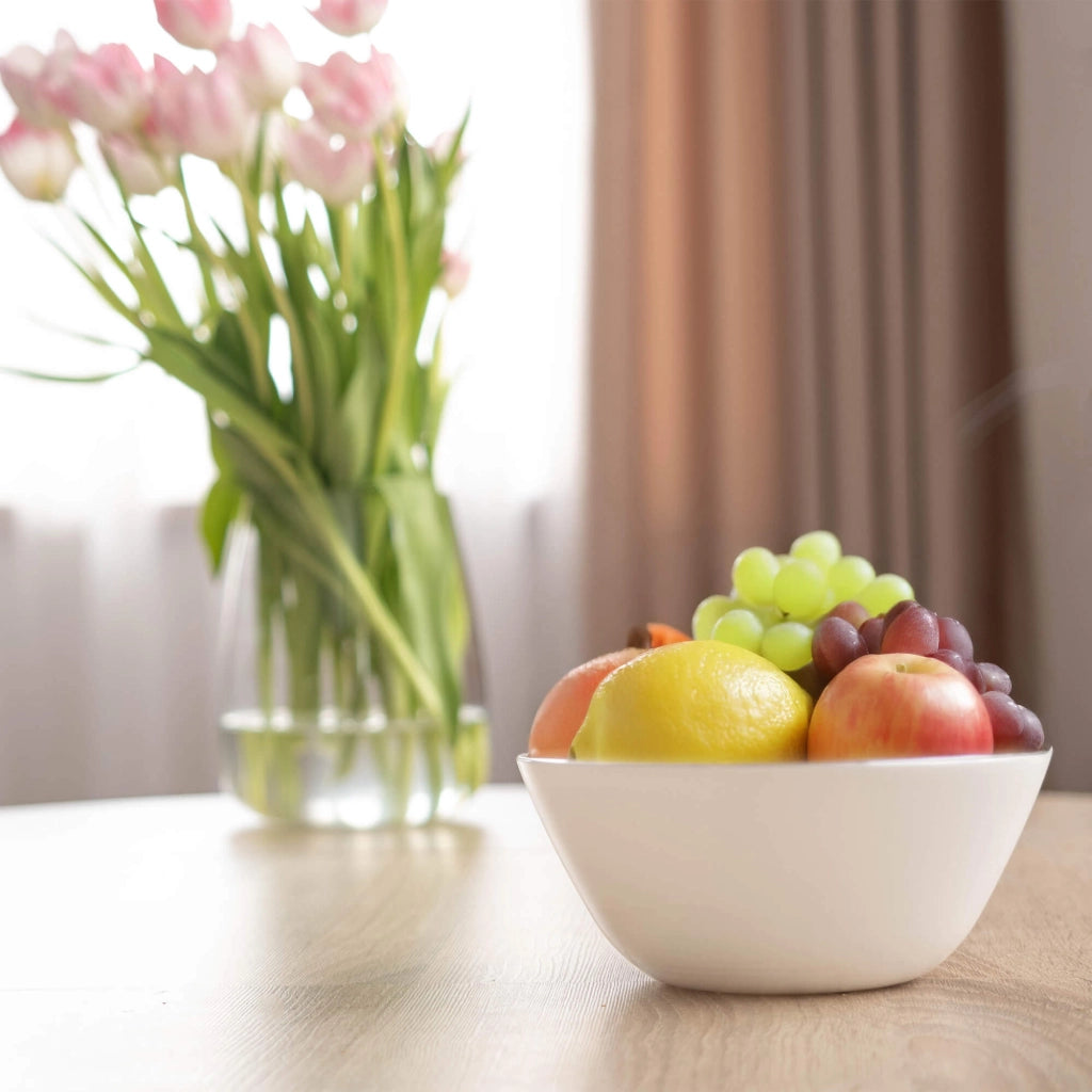 Set di 6 ciotole in vetro KADAX da 18 cm per insalata, zuppa e snack, colore bianco.