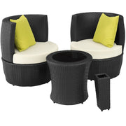 Set di mobili da giardino in vimini sintetico nero a 2 posti 2108086