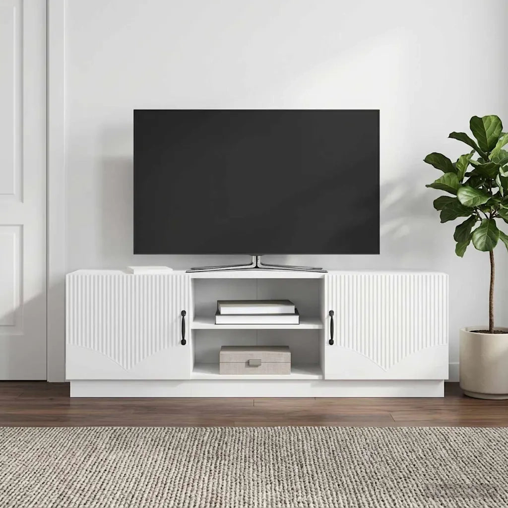 Mobile TV Bianco Lucido 150 x 31 x 47 cm Legno ingegnerizzato 895379