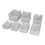 Set 7 Cassetti in poliestere con manici in metallo bianco