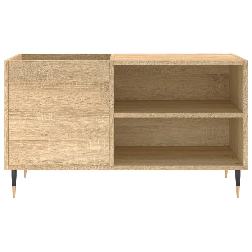 Mobile porta dischi pratico e classico 85 x 38 x 48 cm ampio spazio contenitivo stile industriale legno di rovere Sonoma 02_0049103