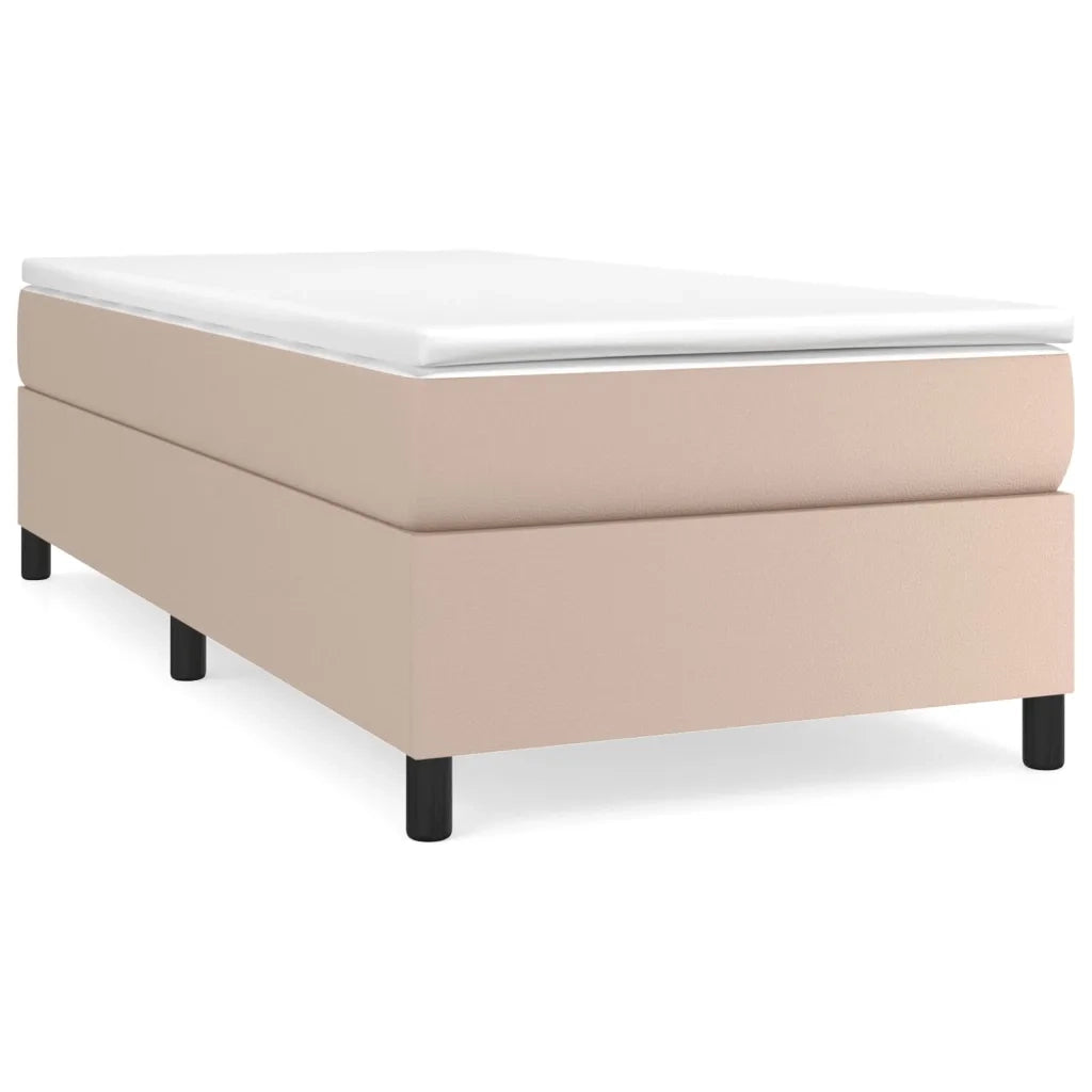 Struttura Letto a Rete a Molle-Giroletto Cappuccino 100x200 cm in Similpelle 131871
