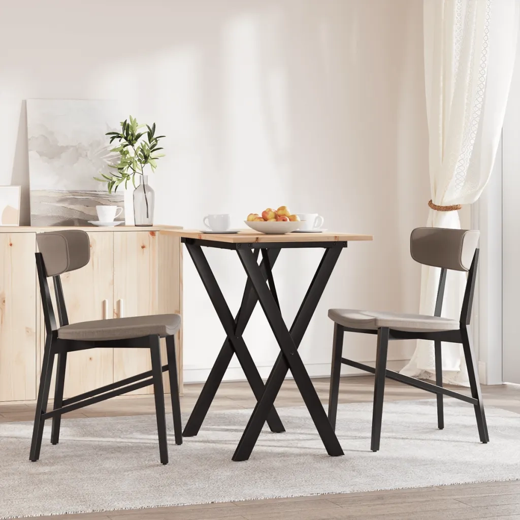 Tavolo da Pranzo | Tavolo da cucina Telaio a X 80x50x75 cm Legno Pino e Acciaio