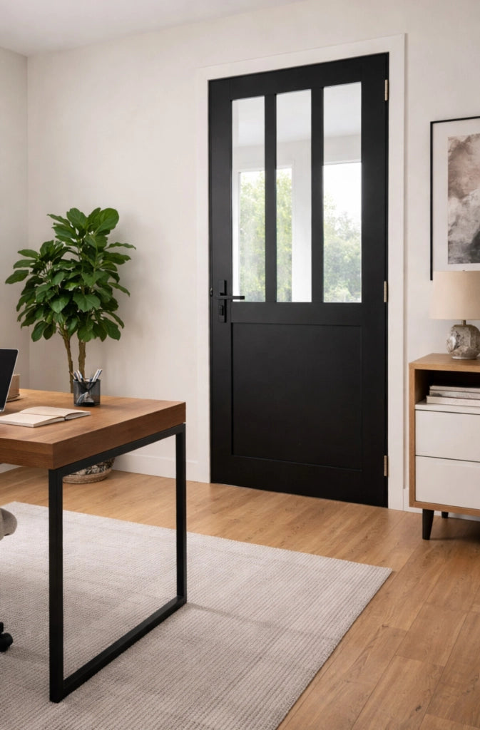 Blocco porta officina nero H204 x L73 Pannello di spinta sinistro Stecche + maniglia