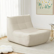 Poltrona Imbottita da Terra, Pouf Poltrona con Schienale, Sfoderabile, per Soggiorno, Camera da Letto, Balcone, 98x84x73 cm, in Spugna, Beige, 0033XXY