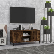 Mobile TV con Gambe-Credenza TV-Console TV in Metallo Rovere Fumo 103,5x35x50 cm