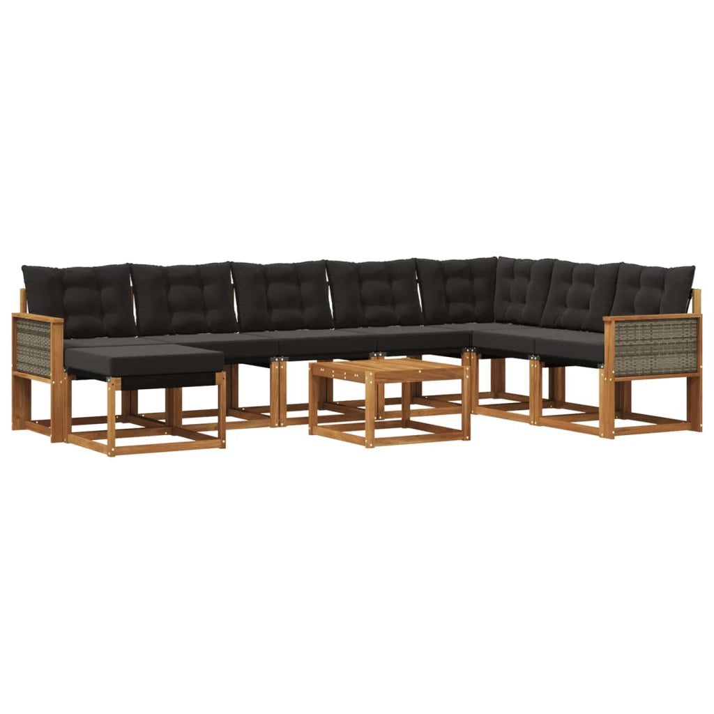 Set di divani da esterno 9 pz Naturale e Nero 3382156