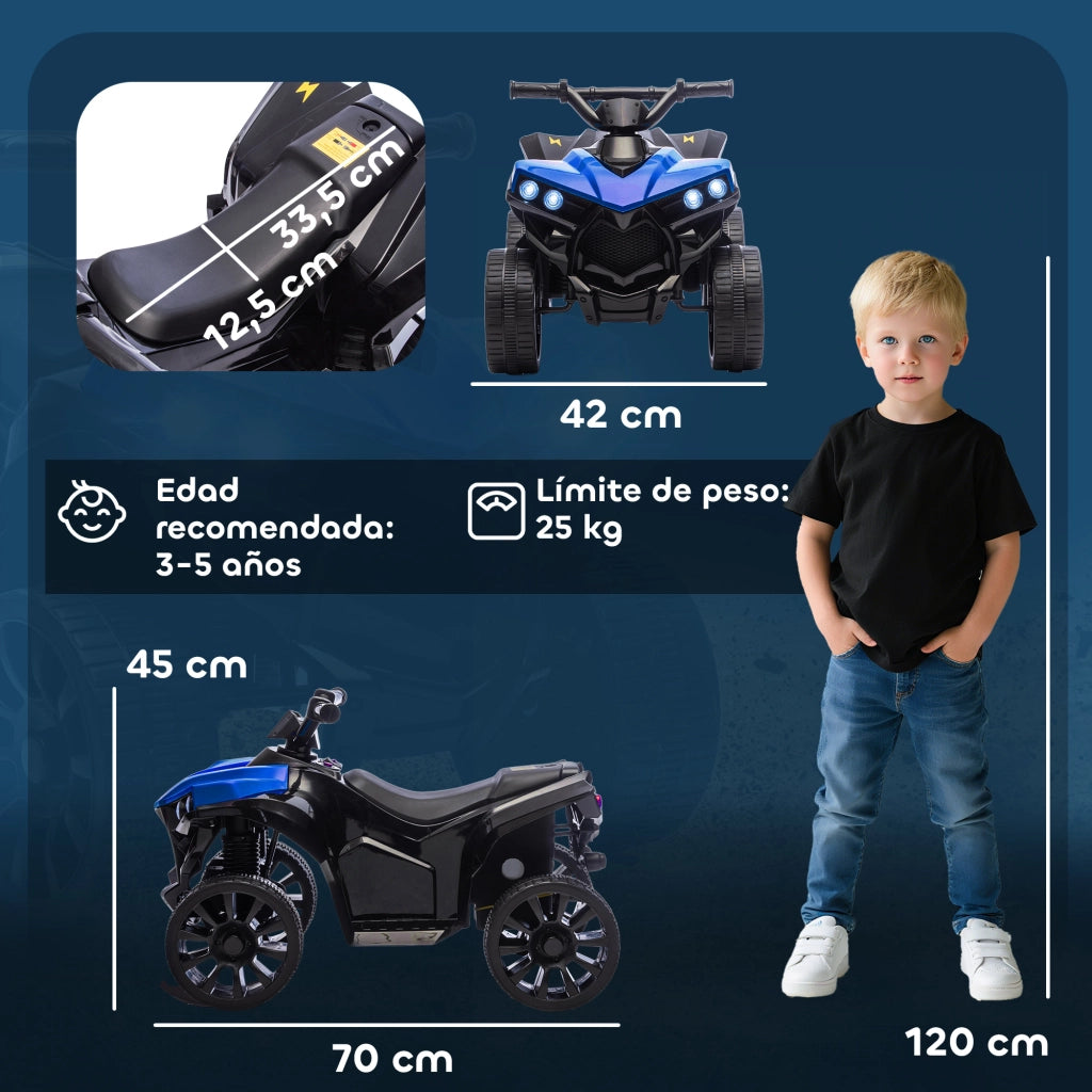 Quad Elettrico per Bambini 6V ¨C zephmum ¨C 70x42x45 cm Blu