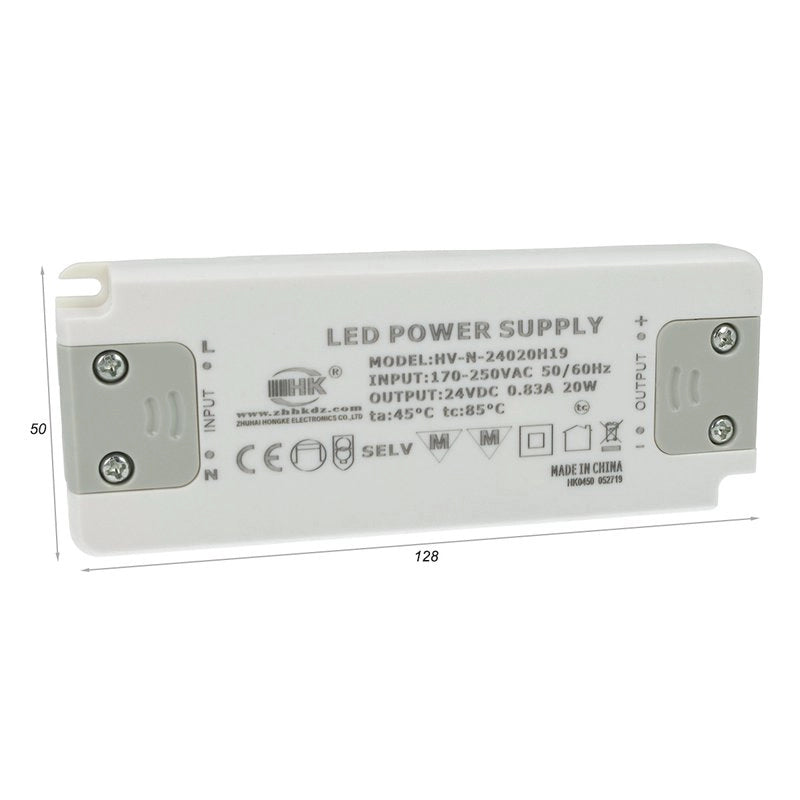 Alimentatore Trasformatore CV 20W 24V 0,83A Super Slim Solo 16mm Spessore