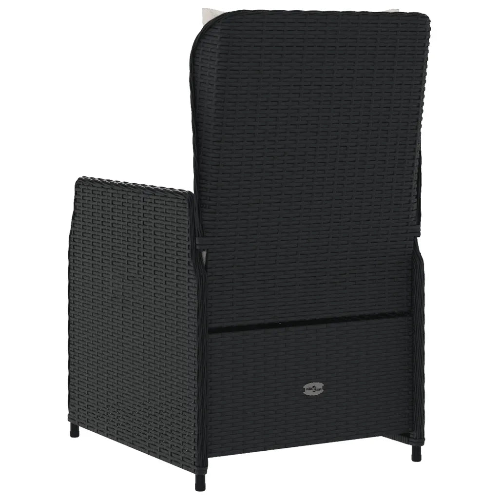 Sedie da Giardino Reclinabili 2 pz Nere in Polyrattan 368652
