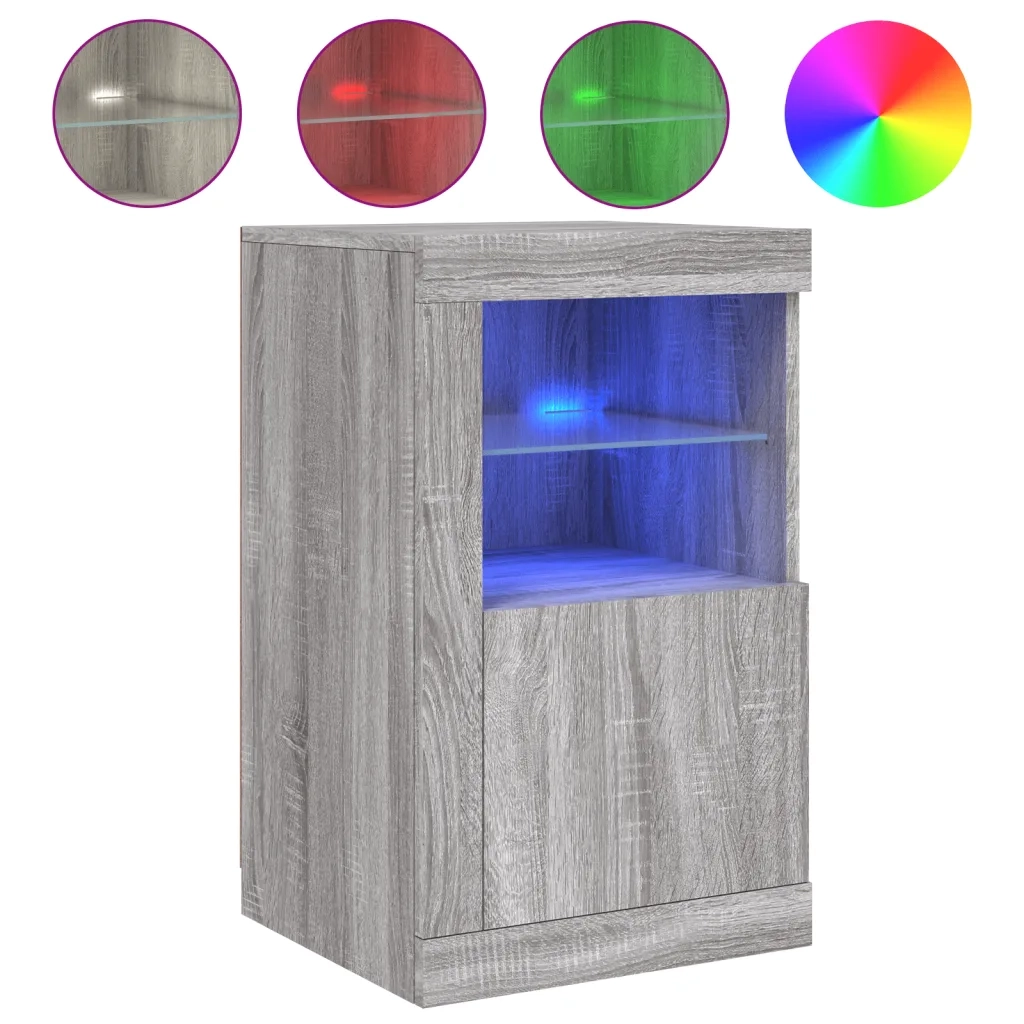 Armadietti con Luci LED 2pz Grigio Sonoma in Legno Multistrato 836641