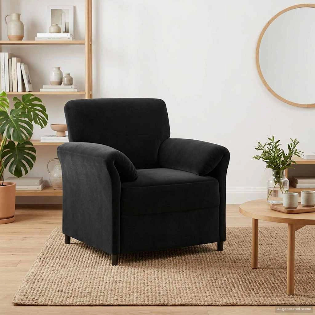 Divano 1 posto Nero 88 x 83 x 95 cm Velluto 42033931