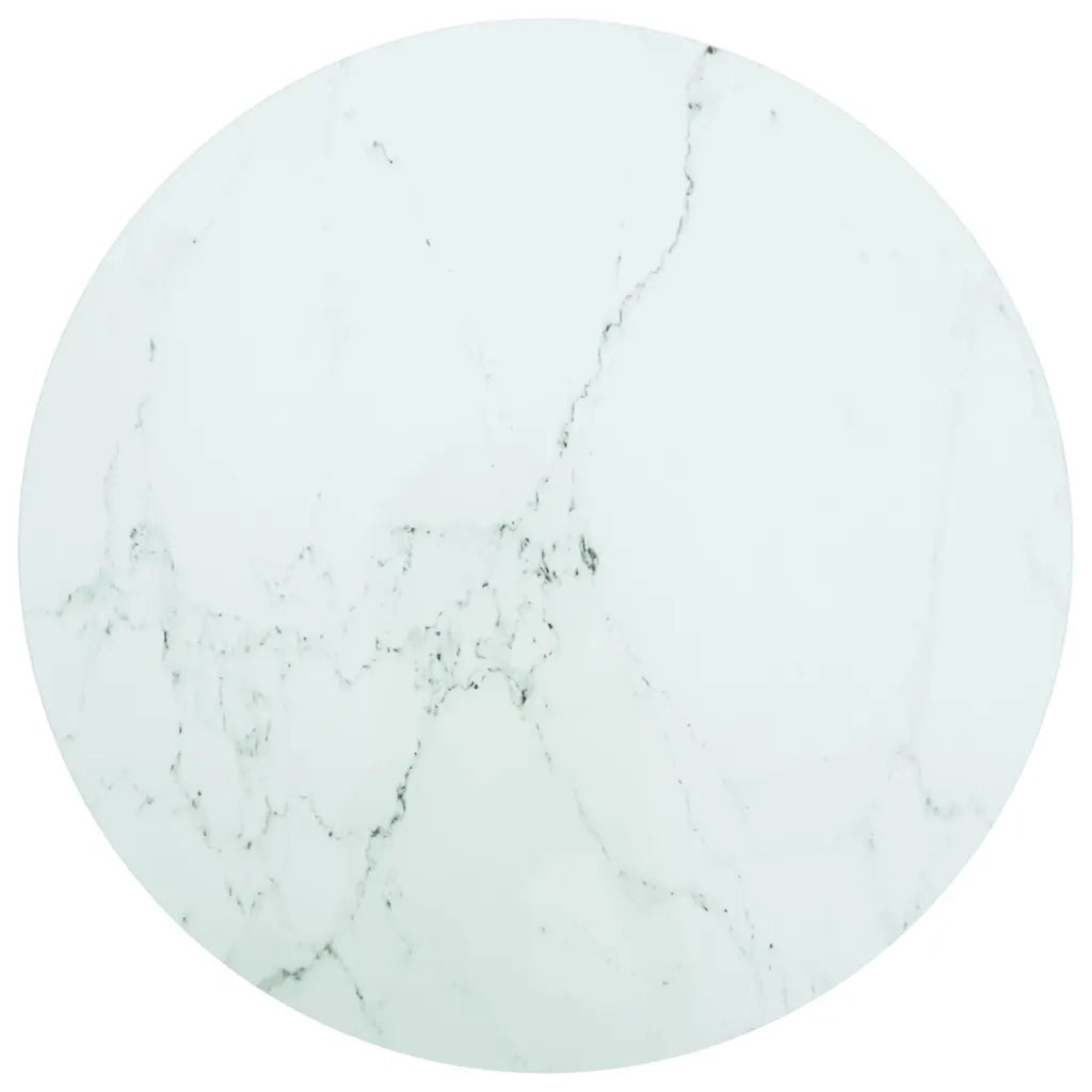 Piano per Tavolo Bianco Ã˜70x0,8 cm in Vetro Aspetto Marmo  cod mxl 78380