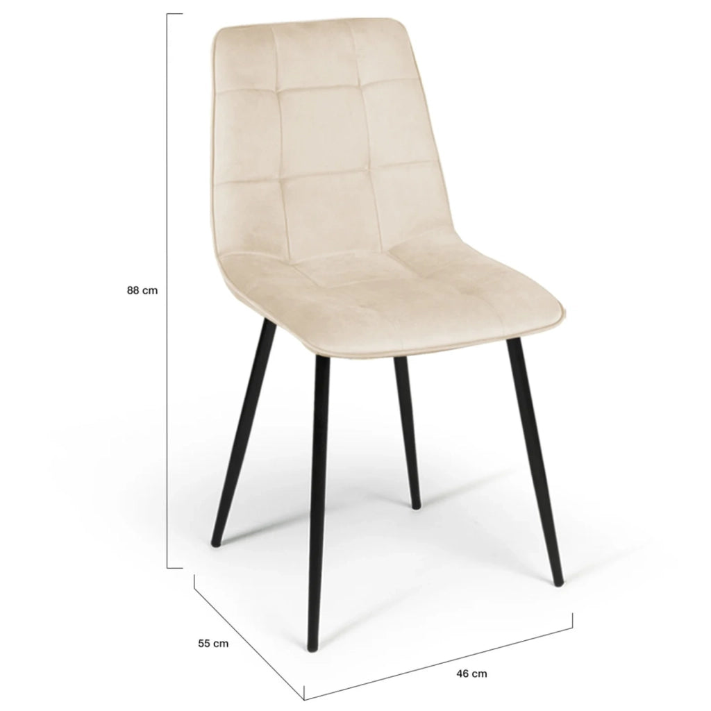 IDMarket - Set di 6 sedie MILA in velluto pastello misto rosa x2, grigio chiaro x2 e beige x2
