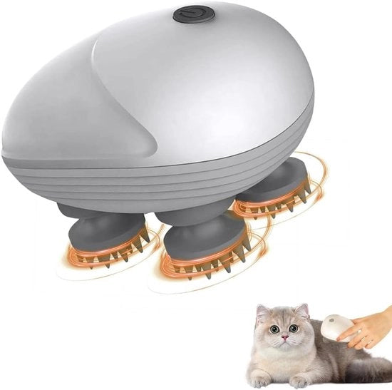 Apparecchio di massaggio elettrico per la testa, portatile, rilassante con 4 teste di massaggio adescicante, impermeabile IPX7, massaggio completo del corpo, adatto anche per animali domestici.