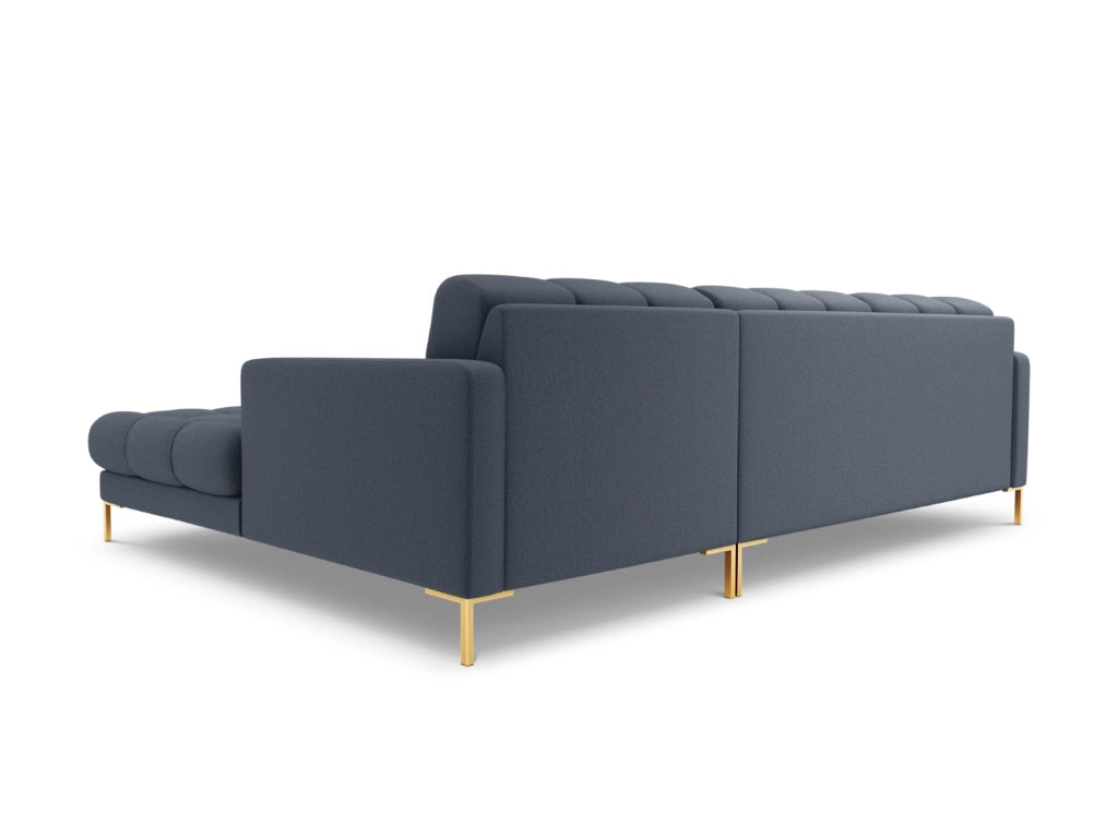 Cosmopolitan Design - Divano angolare destro "Bali" 5 posti in tessuto strutturato blu scuro 