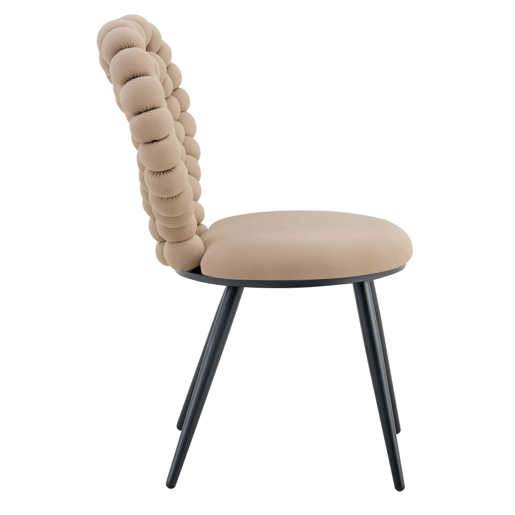 Sedia da pranzo set da 2 con schienale sagomato a cuore; gambe in metallo; vellut