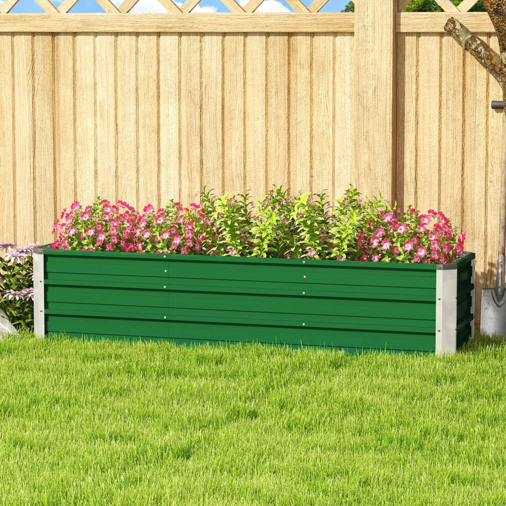 Vaso da giardino rialzato in acciaio con 3 aree di semina ¨C zephmum ¨C 183x47x40cm verde
