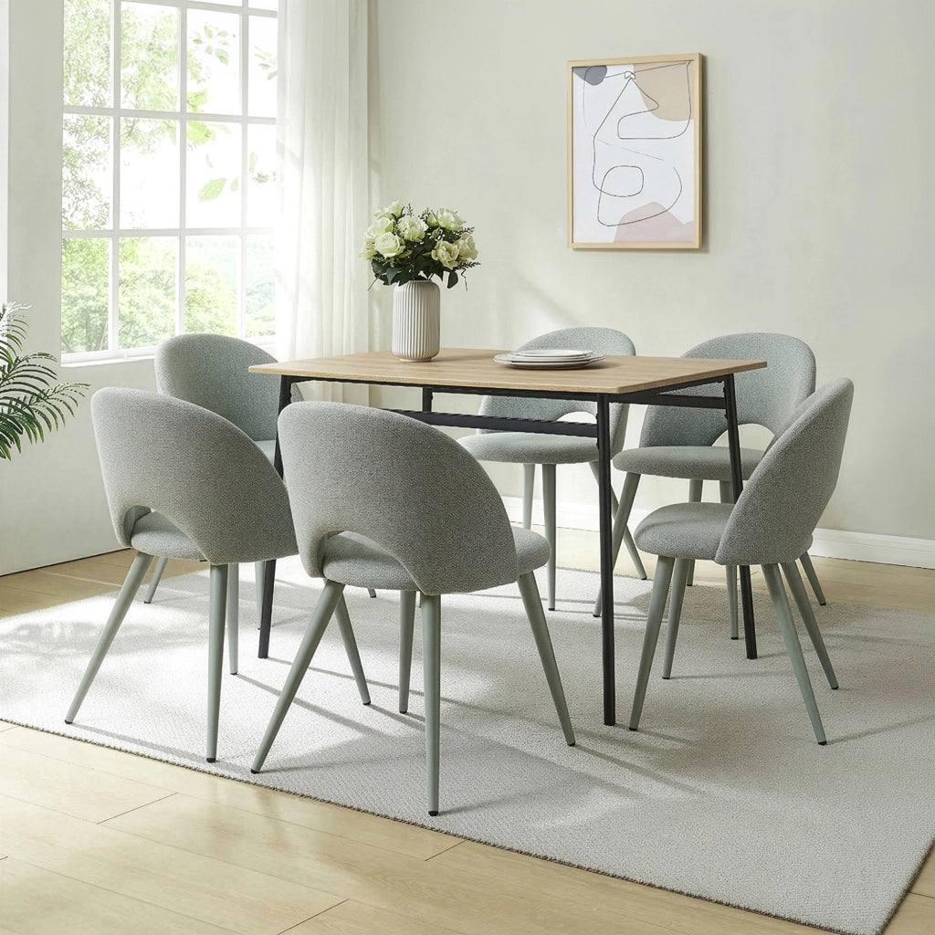 Set Karijoki di 6 Sedie Imbottite da Sala Pranzo Rivestimento in Tessuto - Verde Chiaro [en.casa]