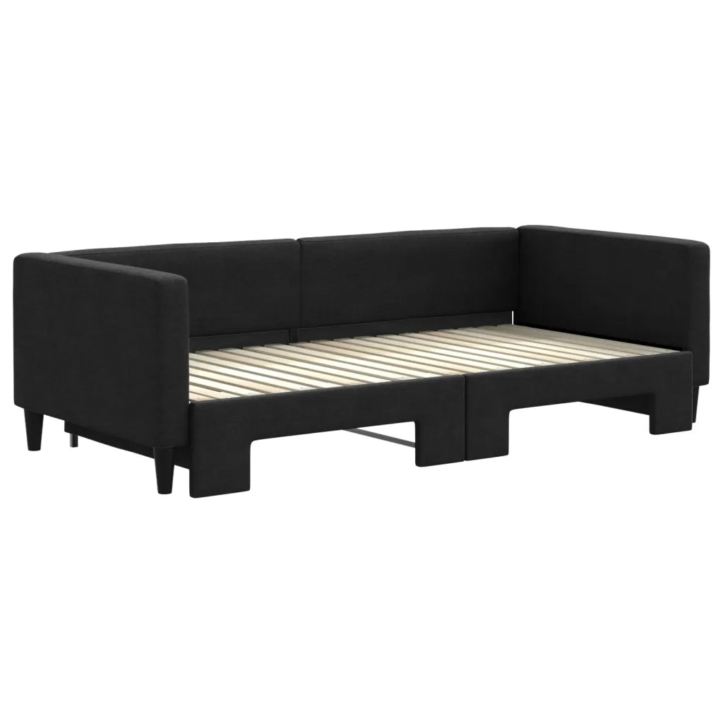 Divano letto | Sof¨¤ letto | Letto singolo Estraibile Nero 90x190 cm in Tessuto