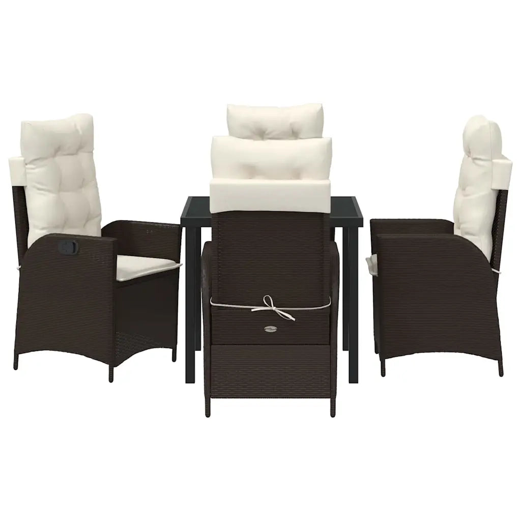 Set da Pranzo per Giardino con cuscino 5 pcs Marrone polyrattan 3380492