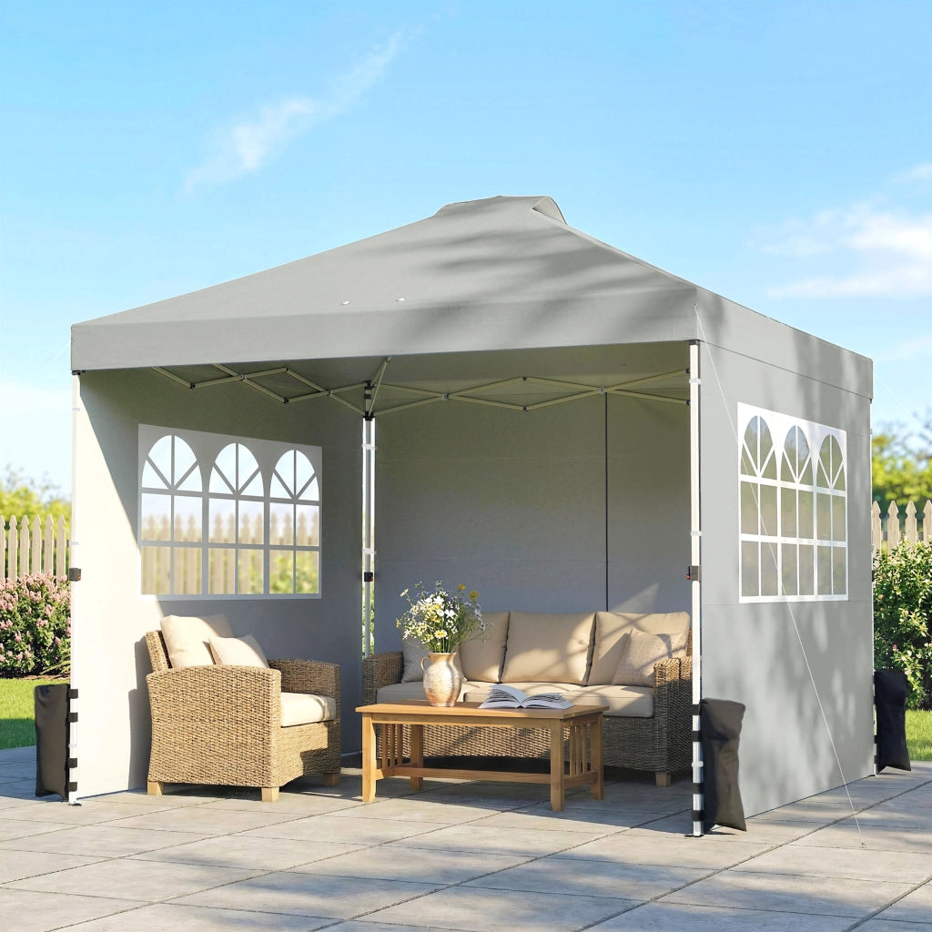 Pavillon pieghevole 3x3 m con 3 pareti ¨C zephmum ¨C grigio chiaro