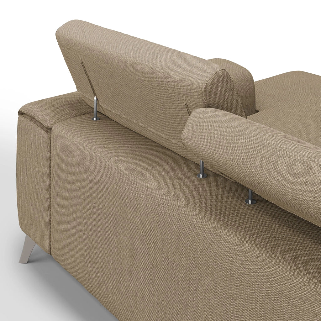 Fusion Divano angolare con sedute scorrevoli in tessuto morbido smacchiabile T05 260 cm Destro beige