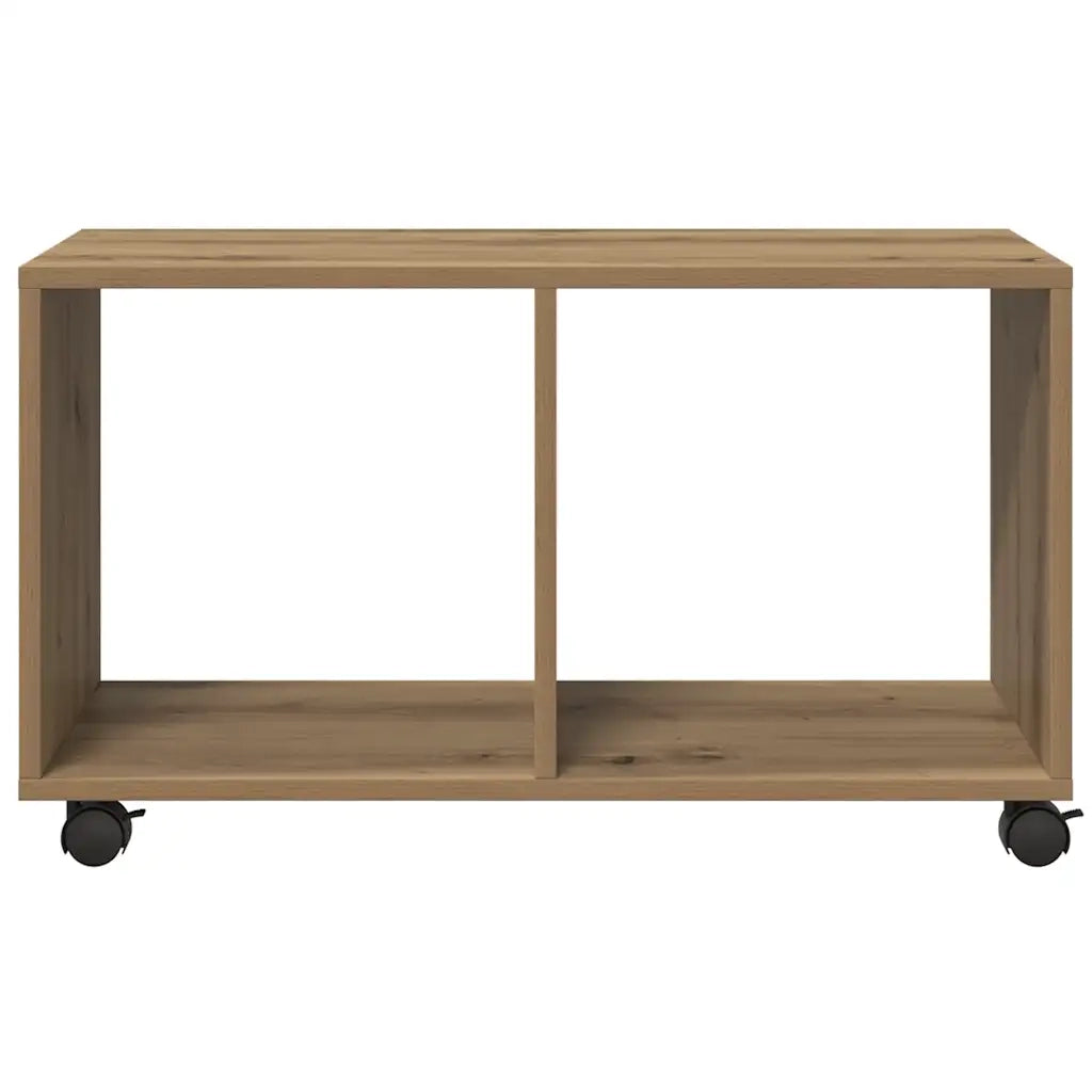 Mobiletto con Ruote Rovere Artigianale 72x33x42,5 cm Truciolato 853145