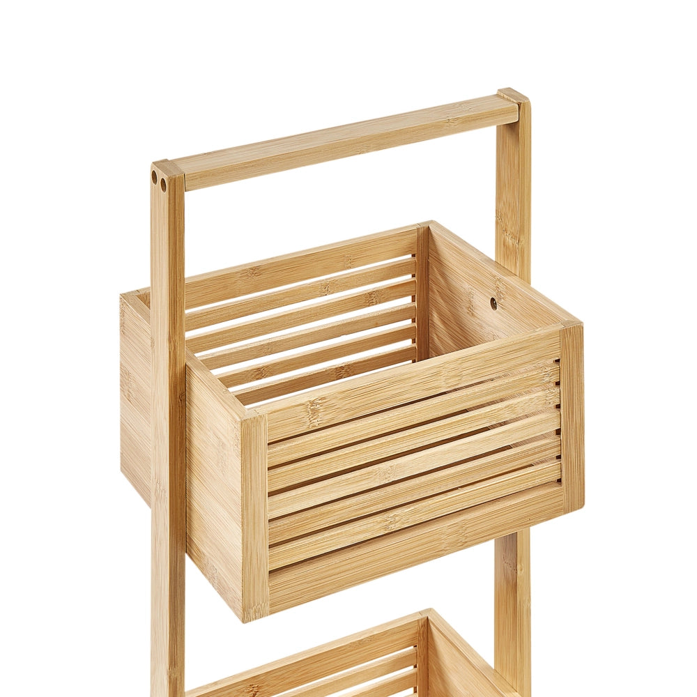 Scaffale da bagno in marrone chiaro di bambù a 3 ripiani per il bagno