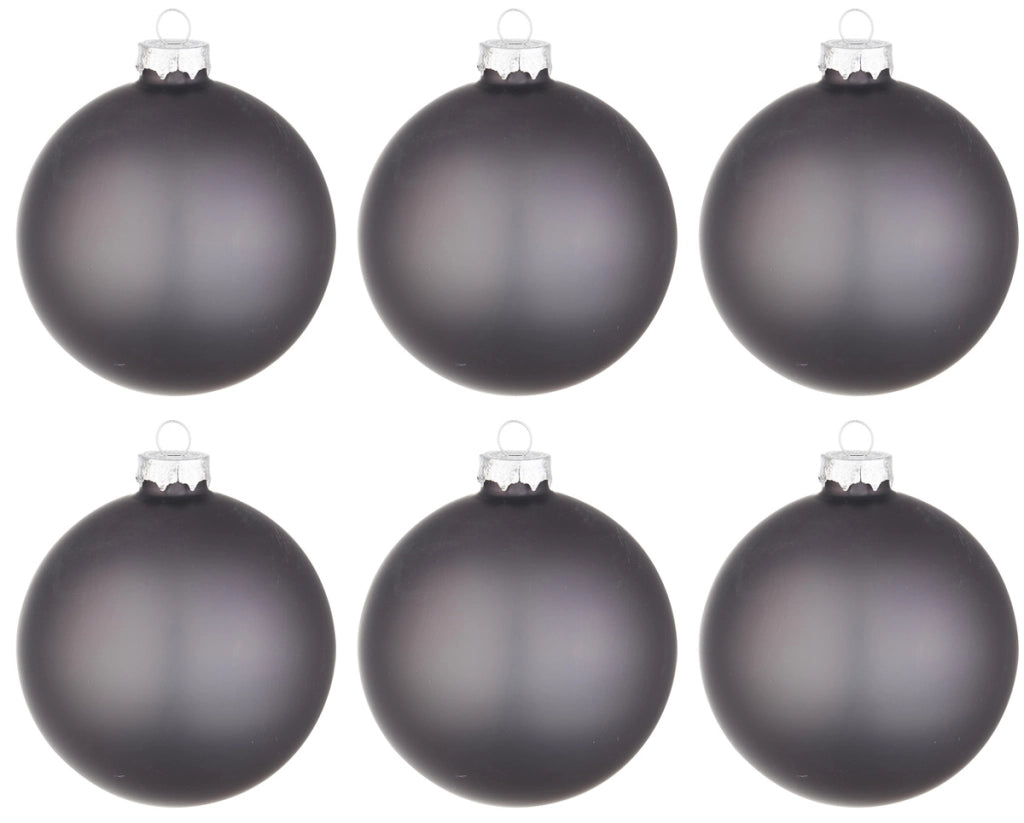 Palline di Natale in Vetro Grigio Opaco Lucido Addobbi Decorazioni Albero Diametro: 80 mm